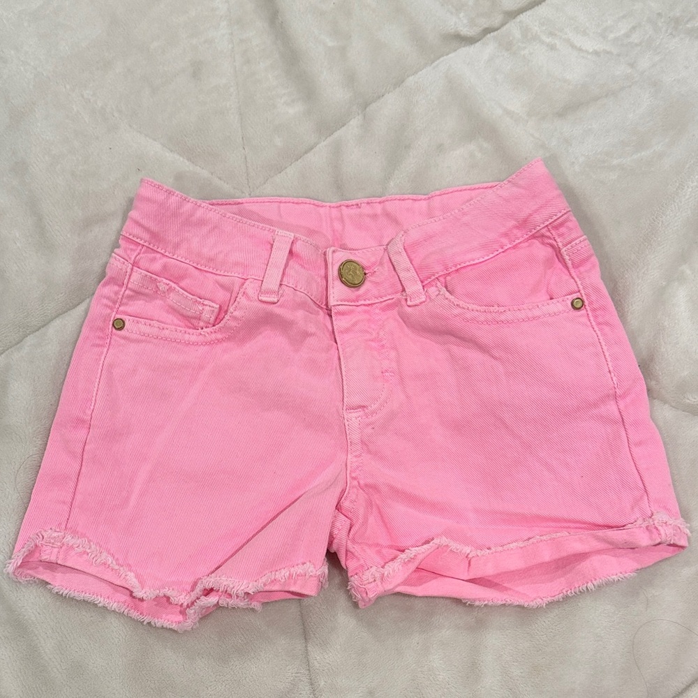 Zara Kids Pink Jean Shorts Size 5-6 Adjustable Waistband